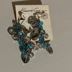Kenneth Cole Silver and Teal Dangle Earrings